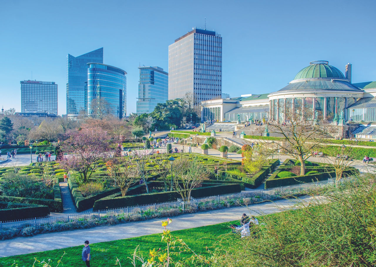 The Jardin Botanique and modern skyscrapers in Brussels, Belgium; Shutterstock ID 305709347; NP: ECO